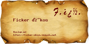 Ficker Ákos névjegykártya